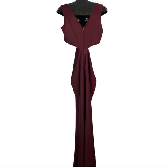 ARTI GOGNA Burgundy Prom Formal Dress Cut Out Sides Floor Length Sleeveless L - Picture 7 of 10